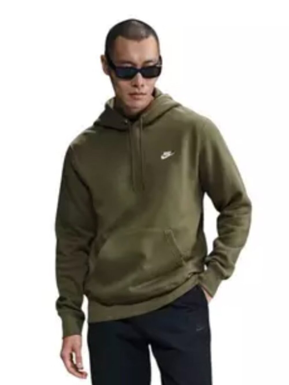 Nike Men’s Small Olive Green Hoodie Swoosh Pullover Athleisure Streetwear Basic